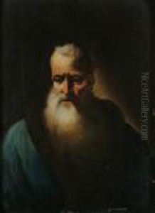 Portrait Of A Bearded Man Bust-length, In A Blue Fur-trimmed Coat