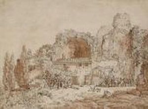 A Farmhouse Among Ruins by Christian Wilhelm Ernst Dietrich