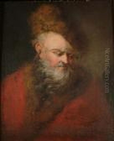 A Bearded Gentleman In A Red Fur-trimmed Coat And A Fur Hat - view 1