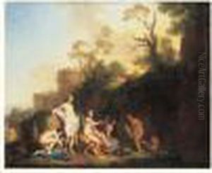 Jeune Berger Apercevant Des Baigneuses Dans Un Paysage by Christian Wilhelm Ernst Dietrich