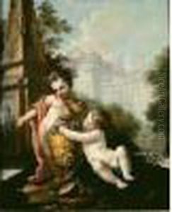Deux Putti Jouant Dans Un Paysage Architecture by Christian Wilhelm Ernst Dietrich