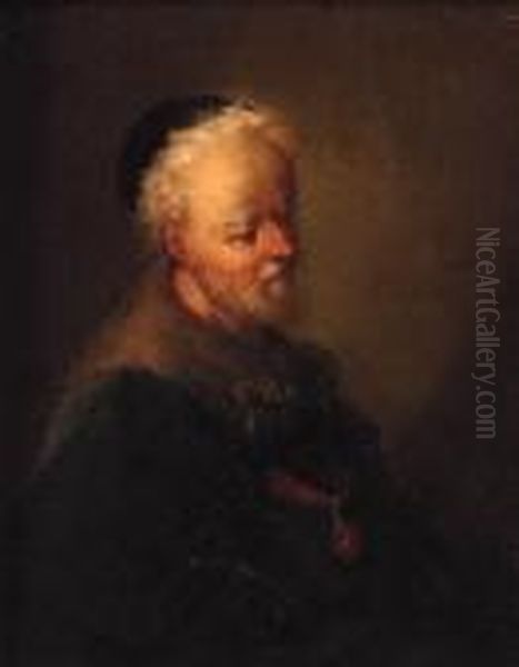 Portrait Of An Old Man, Half-length, In A Fur-lined Coat Wearing Anorder Medal - view 1