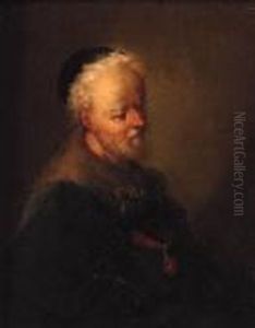 Portrait Of An Old Man, Half-length, In A Fur-lined Coat Wearing Anorder Medal by Christian Wilhelm Ernst Dietrich