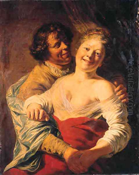 A youth embracing a young woman - view 1