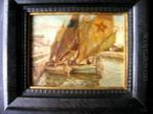 Venezianische Fischerboote In Ghioggia by Ludwig Dill