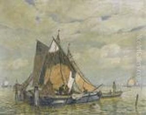 Fischerboote Auf Offenem Meer by Ludwig Dill