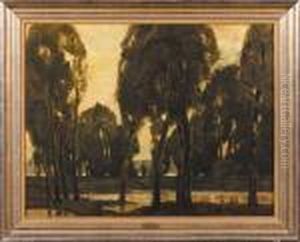 Drzewa Na Podmoklej Lace by Ludwig Dill