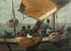 Fishermen In Thelagoon by Ludwig Dill