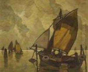 Fischerboote In Der
Lagune. by Ludwig Dill
