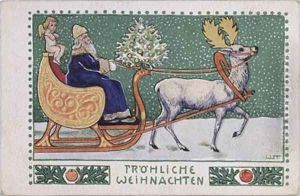 Postcard depicting Father Christmas on his sleigh by Wilhelm List