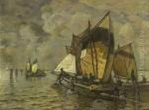 Fischerboote In Der
Lagune. by Ludwig Dill