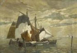Fischerboote In Der
Lagune. by Ludwig Dill