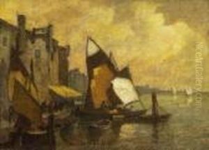Fischerboote Bei
 Chioggia. by Ludwig Dill