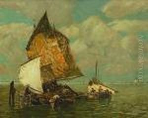 Fischerboote In Der
Lagune. by Ludwig Dill