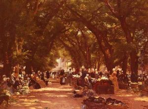 Une Place Du Marche En Provence by Edme Emile Laborne