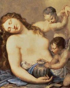 Penitent Mary Magdalene with putti by Pietro Liberi