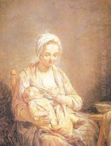 A Mother Feeding her Child 1774 by Nicolas-Bernard Lepicier