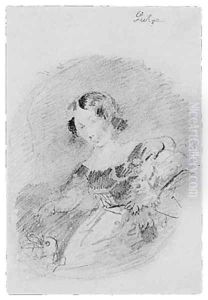 Girl with Rabbit (from McGuire Scrapbook) by Nicolas-Bernard Lepicier