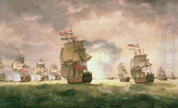 Admiral Sir George Rodney defeats a Spanish Squadron off the coast of Cape St Vincent 16th January 1780 - view 1
