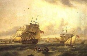 Man-o-war and other shipping at Spithead off Portsmouth