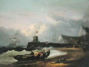 Hauling a Boat Ashore off Dover Harbour 1813