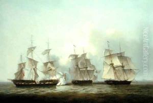 HMS Gore in Action With the French Brigs Palinure and Pilade by Thomas Luny
