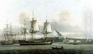 The Leda in Two Positions off Greenwich 1785 by Thomas Luny