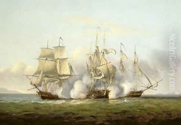 HMS Gore in Action With the French Brigs Palinure and Pilade 2 - view 1