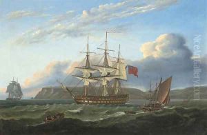 H.M.S. Bellerophon making sail out of Torbay with the defeated Emperor Napoleon aboard, 26th July 1815 by Thomas Luny