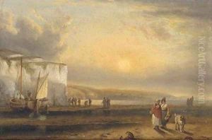 Gossiping on the foreshore on the Devonshire coast by Thomas Luny
