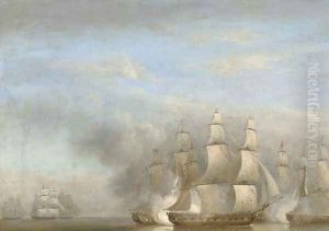 H.M.S. Arethusa in company with the frigates by Thomas Luny