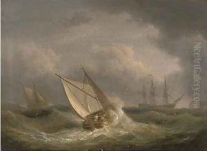 Riding out the gale off the Ness by Thomas Luny
