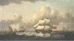 A Royal Navy frigate and other shipping off Harwich