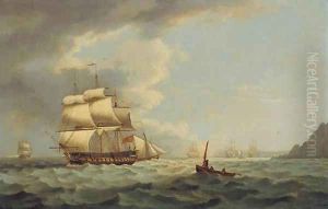 A thirty-eight gun frigate and other men-o'war leaving Torbay A thirty-eight gun frigate and other men-o'war leaving Torbay