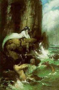 Tritons being watched by a Nereid by Ferdinand Leeke