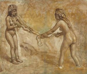 Jeunes Filles Essorant Leur Linge by Alphonse Etienne Dinet