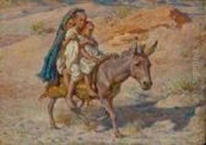Jeunes Enfants A Dos D'ane by Alphonse Etienne Dinet