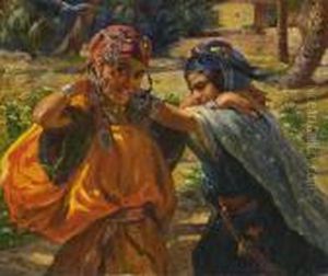 Zwei Orientalische Madchen by Alphonse Etienne Dinet