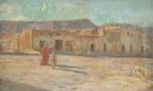 Une Rue A Bou Saada, Avec Les Montagnes De Djebel Kerkeda Au Fond