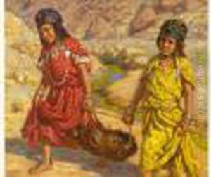 Jeunes Porteuses D'eau . by Alphonse Etienne Dinet