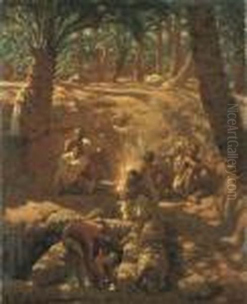 Berbers At An Oasis Well - view 1