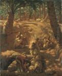 Berbers At An Oasis Well by Alphonse Etienne Dinet