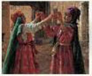 Fillettes De Bou-saada Dansant by Alphonse Etienne Dinet