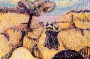 Landscape with Strolling Breton Women by Charles Laval