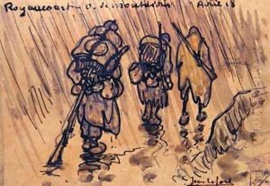 Soldiers in the trenches at Royancourt by Jean Lefort