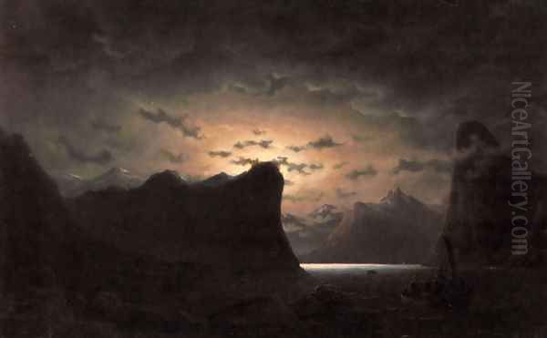 Fishing Near The Fjord By Moonlight - view 1