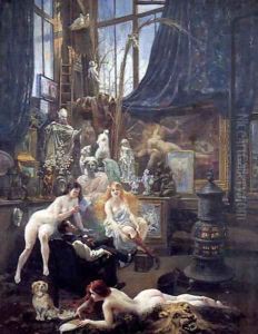 Autoportrait dans l'atelier by Adolphe LaLyre (Lalire)