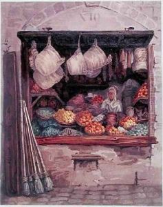A Woman Selling Fruit and Vegetables Algiers by Theodore Leblanc