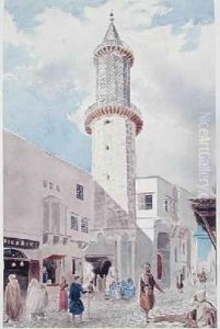 The Minaret of the Mosque on Rue de Chartres and Rue Bab-Azoun by Theodore Leblanc