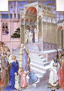 The Presentation of the Virgin in the Temple from the Tres Riches Heures du Duc de Berry by Pol de Limbourg